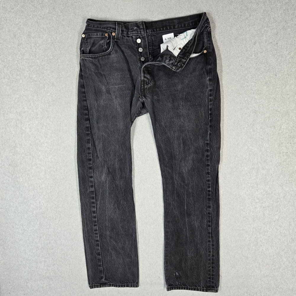 Levi's 501 Men Jeans 32X32 Black Denim Original Fit Straight READ